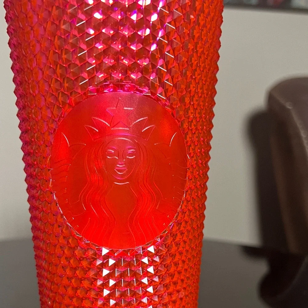 Starbucks Hot Neon Pink Studded Tumbler Venti 24oz Bling Cold Cup 2019